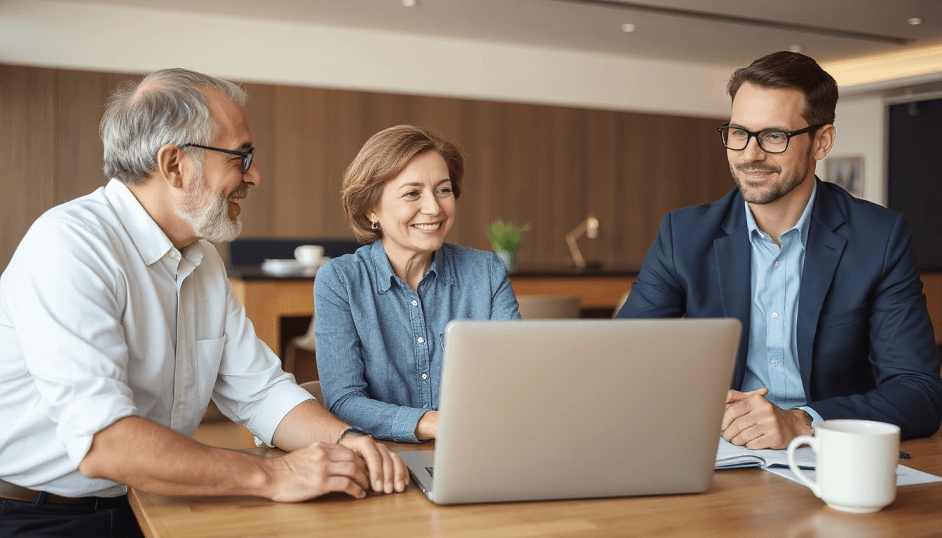 An older couple having a meeting with an equity release professional